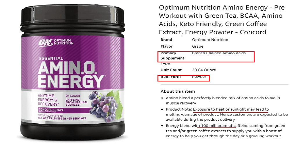 1. Optimum Nutrition Amino Energy
