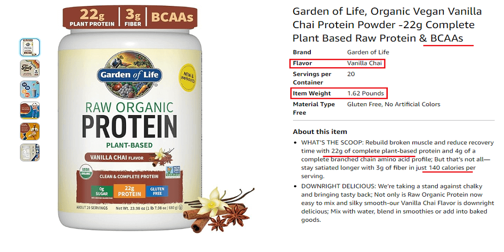 Garden of Life, Organic Vegan Vanilla Chai Protein Powder