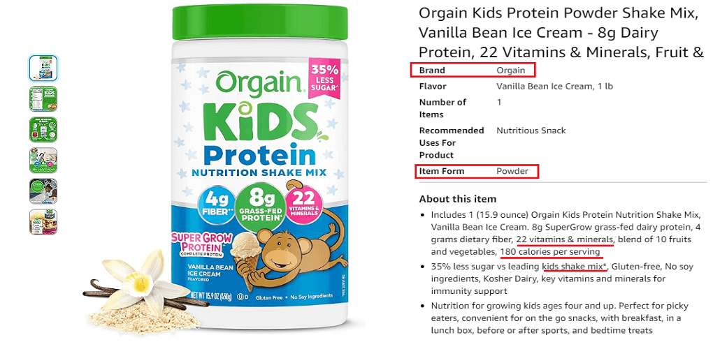 Orgain Kids Protein Powder Shake Mix