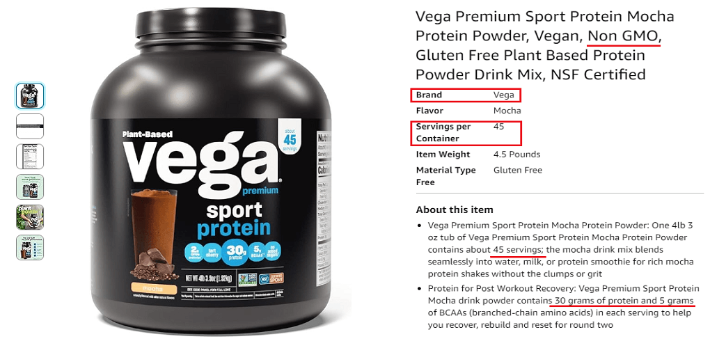 Vega Premium Sport Protein Mocha Protein Powder