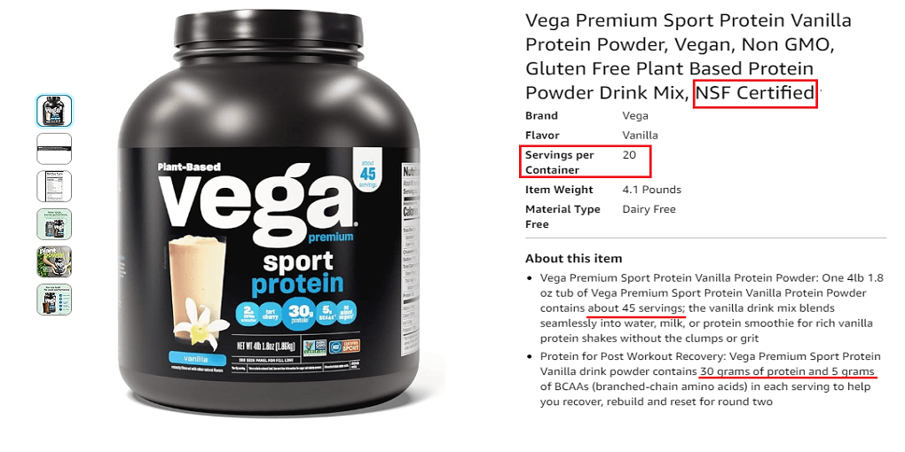 2. Vega Premium Sport Protein Vanilla Protein Powder