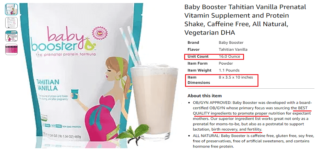 Baby Boos ter Tahitian Vanilla Prenatal Vitamin Supplement and Protein Shake