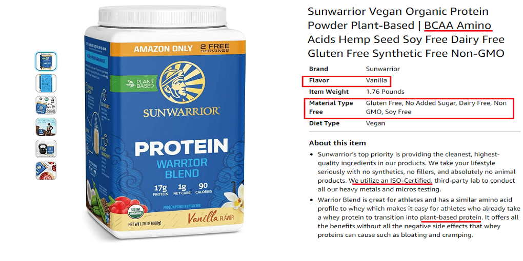 Sunwarrior Vegan Organic
