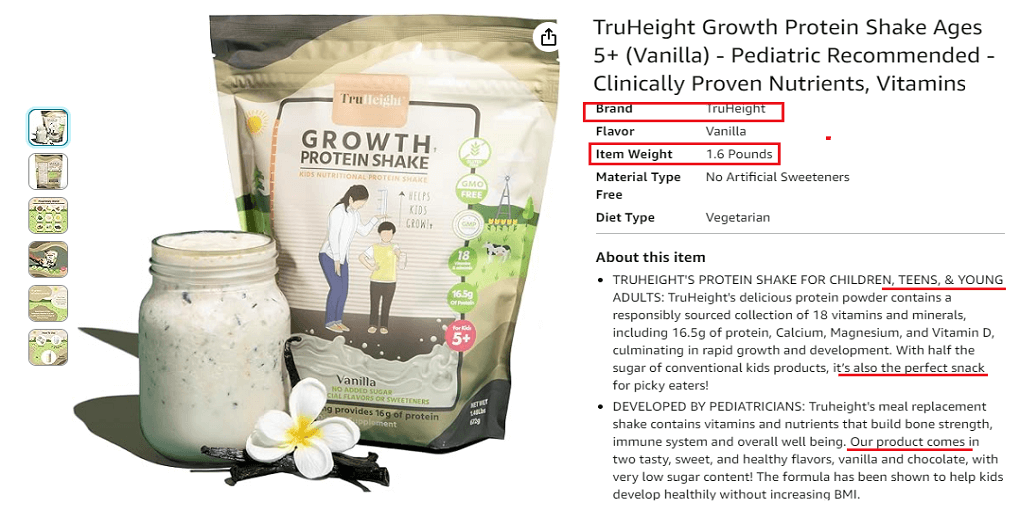 TruHeight Growth Protein Shake Ages